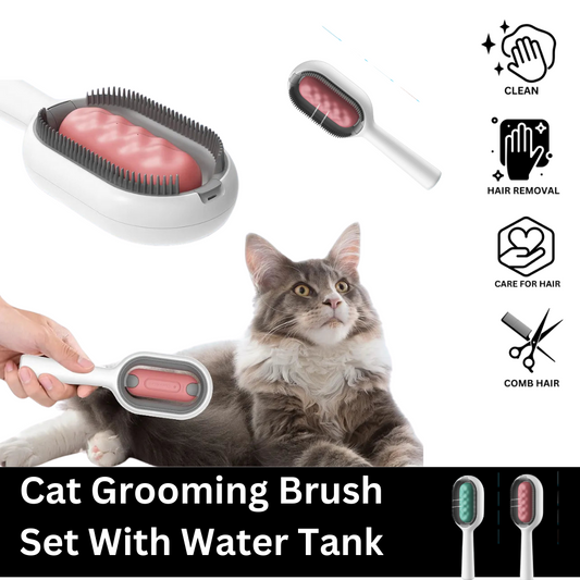 Cat Grooming Brush Set With Water Tank