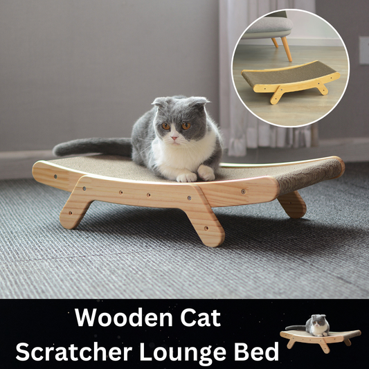 Wooden Cat Scratcher Lounge Bed Combo: 3-in-1 Design
