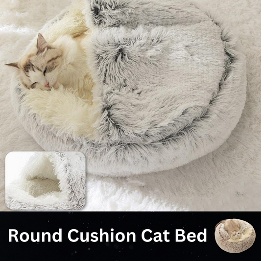 Round Cushion Cat Bed: Comfortable Nest Kennel For Small Pet