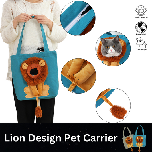 Lion Design Soft Pet Carrier: Portable Canvas For Travel